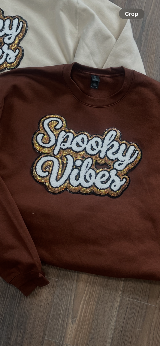 Spooky Vibes Brown Crew Sweatshirt