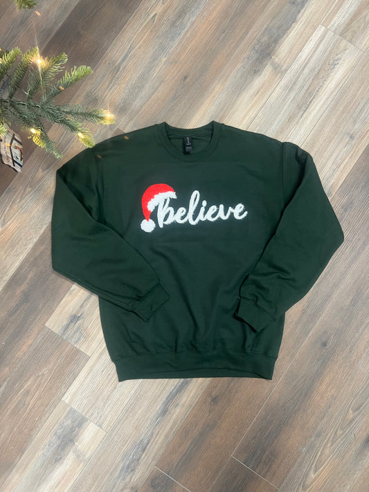 Believe Fluffy Printed Crew